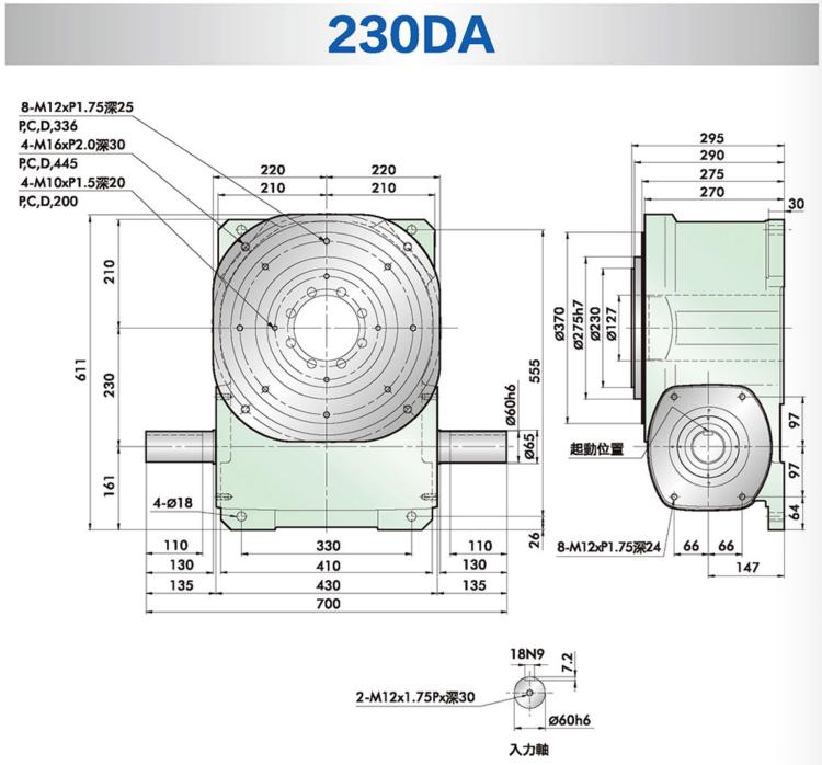 RU230DA-16-120-2R2-S3-VW1DA型桌面凸轮分割器安装尺寸图纸