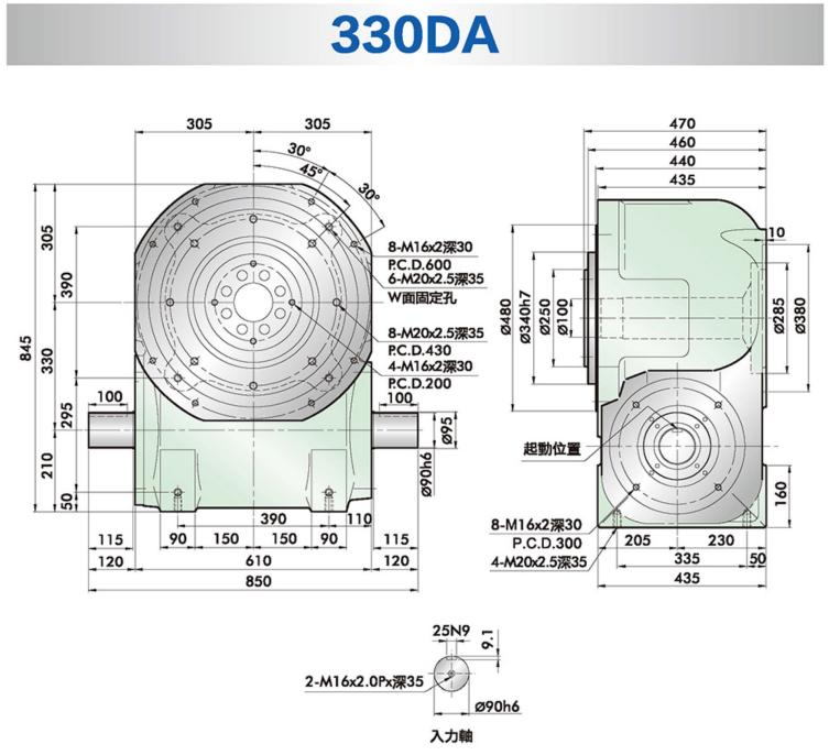 RU330DA-04-120-2R-S3-VW1DA型桌面凸轮分割器安装尺寸图纸